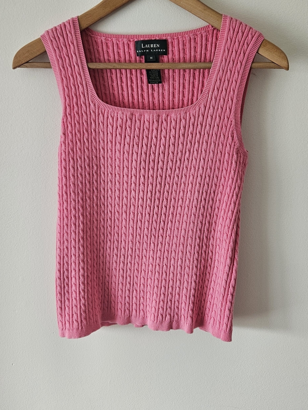 Lauren Ralph Lauren Pink Cable-Knit Tank Top
